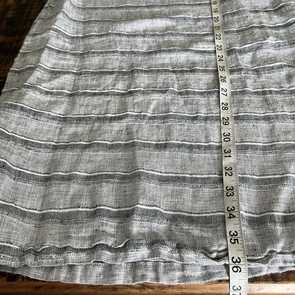 Habitat - Linen Black Striped Dress XS‎ Neutral Lagenlook 206​